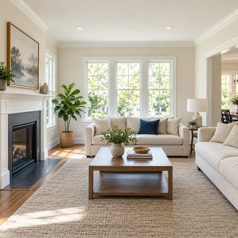 Clean finished living room after painting